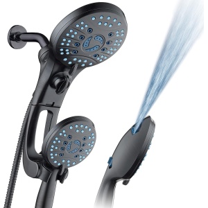 AquaCare AS SEEN ON TV High Pressure 3-in-1 Handheld Shower Head with Adjustable 24 Inch Extension Arm - 8 Settings Including Patented Wash-Away-Pain Power-Jet Turbo-Massage Mode - All-Chrome